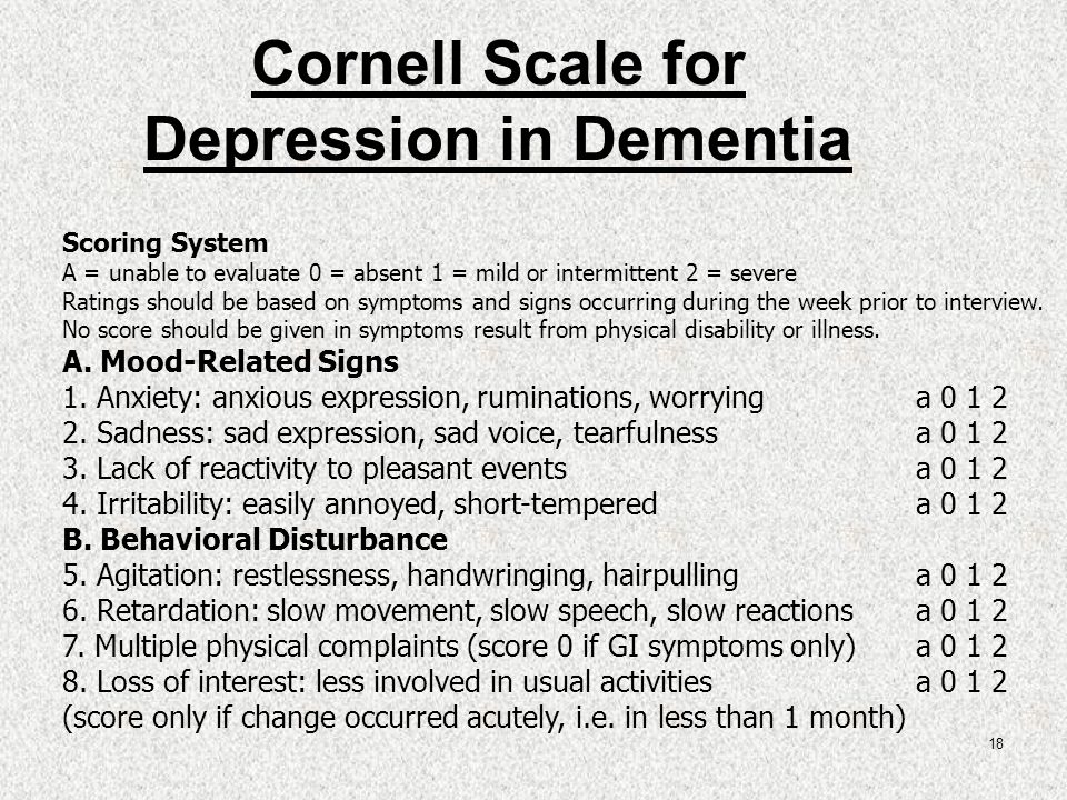 cornell scale for depression in dementia csdd